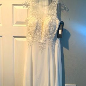Sheer Dress Ivory A-line Corset Back Chiffon off white beaded